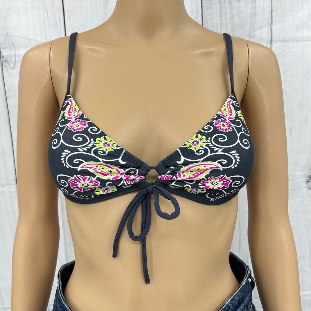Athleta XXS Blue Floral Lightly Padded Bikini Top Swimwear